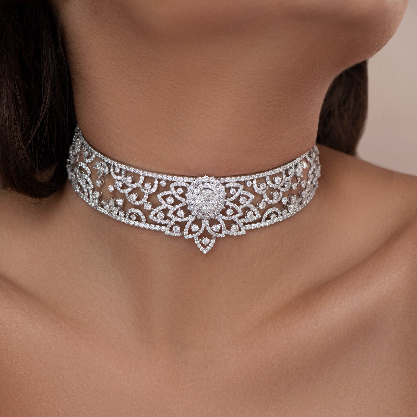 Prestige | Flower Center Statement Choker Diamond Jewelry – YESSAYAN.com