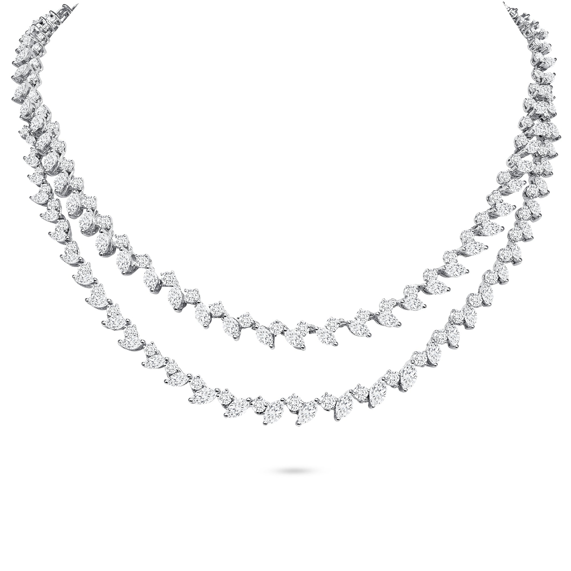 Classic Adjustable Two Layer Diamond Statement Necklace