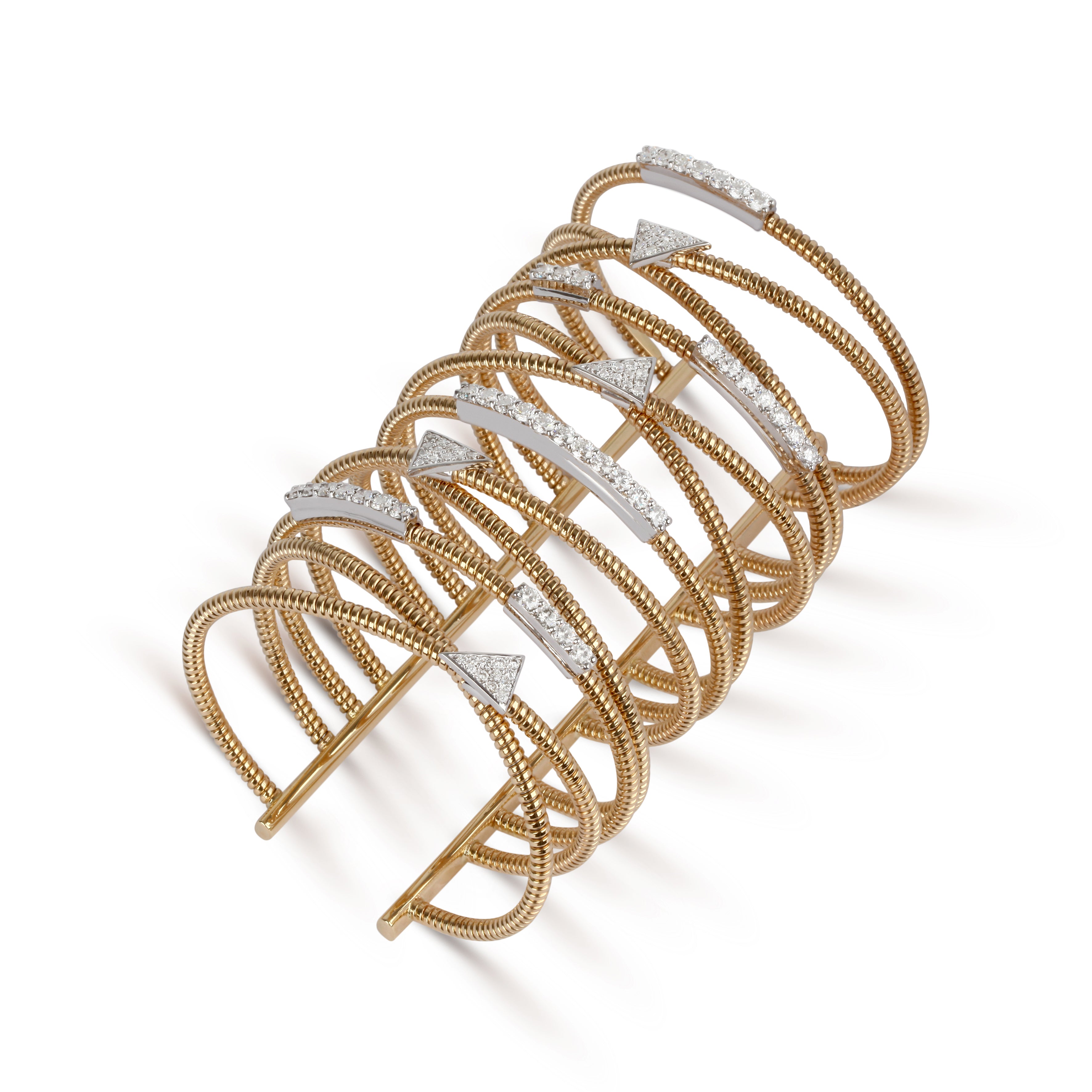 Two-Tone Wide Diamond Charm Cuff Bracelet Design | Jewellery Online –  YESSAYAN.com
